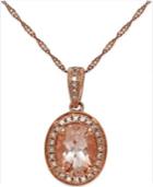 Morganite (1-1/5 Ct. T.w.) And Diamond (1/6 Ct. T.w.) Pendant Necklace In 14k Rose Gold
