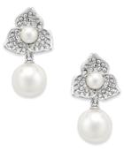 Eliot Danori Silver-tone Imitation Pearl Flower Drop Earrings
