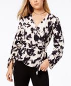 Bar Iii Ruched Faux-wrap Top, Created For Macy's