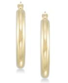 Signature Gold Diamond Accent Polished Hoop Earrings In 14k Gold Over Resin