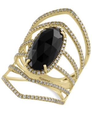 Eclipse By Effy Onyx (4-3/8 Ct. T.w.) And Diamond (3/4 Ct. T.w.) Statement Ring In 14k Gold
