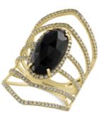 Eclipse By Effy Onyx (4-3/8 Ct. T.w.) And Diamond (3/4 Ct. T.w.) Statement Ring In 14k Gold