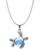 Marahlago Larimar Turtle 21 Pendant Necklace In Sterling Silver