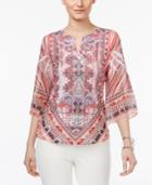 Jm Collection Petite Sublimated-print Top, Only At Macy's