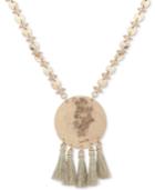 Lonna & Lilly Gold-tone Beaded Disc & Tassel Pendant Necklace, 32 + 3 Extender