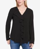 Tommy Hilfiger Ruffled V-neck Top, Created For Macy's