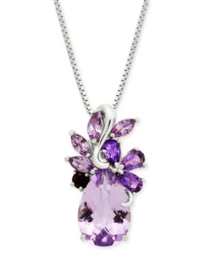 Multi-gemstone Cluster 18 Pendant Necklace (4-1/2 Ct. T.w.) In Sterling Silver