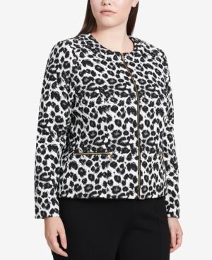 Calvin Klein Plus Size Animal-print Blazer