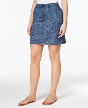 Karen Scott Paisley-print Denim Skort, Only At Macy's