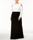 Adrianna Papell Plus Size Colorblocked Beaded Gown