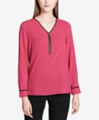 Calvin Klein Piping-trim Half-zip Blouse