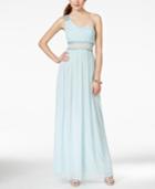 City Triangles Juniors' One-shoulder Illusion Gown