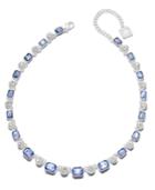 Anne Klein Silver-tone Blue Stone Collar Necklace