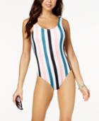 Hula Honey Zanzibar Stripe Printed One-piece Swimsuit, Created For Macy's Women's Swimsuit