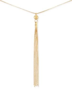 Tassel Pendant Necklace In 14k Gold, Made In Italy