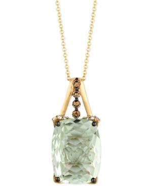 Le Vian Green Amethyst (9-3/4 Ct. T.w.), Chocolate Diamond (1/4 Ct. T.w.) And White Diamond Accent Pendant Necklace In 14k Gold