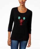 Karen Scott Petite Lobster Holiday Graphic Top, Only At Macy's