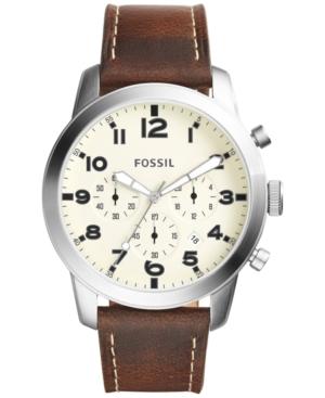 Fossil Men's Chronograph Pilot 54 Dark Brown Leather Strap Watch 44mm Fs5146