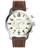 Fossil Men's Chronograph Pilot 54 Dark Brown Leather Strap Watch 44mm Fs5146