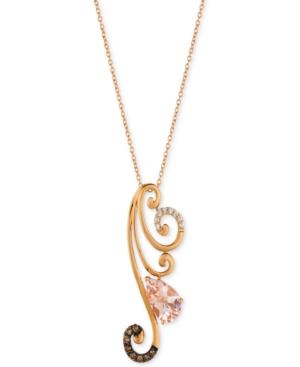 Le Vian Chocolatier Peach Morganite (1 Ct. T.w.) & Diamond (1/8 Ct. T.w.) Pendant Necklace In 14k Rose Gold