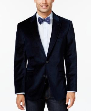 Tommy Hilfiger Blue Pindot Velvet Slim-fit Sport Coat