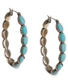 Lucky Brand Earrings, Reconstituted Turquoise 1-5/8 Hoop Earrings