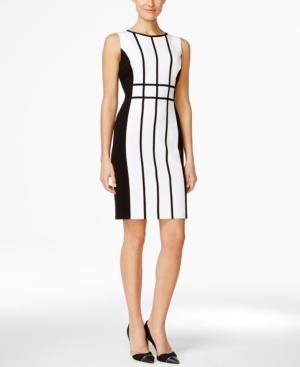 Calvin Klein Petite Colorblocked Piped Sheath