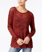 American Rag Scalloped-trim Open-stitch Sweater, Created For Macy's
