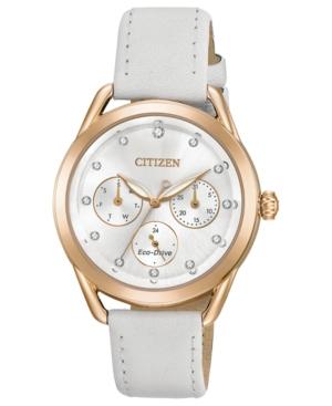 Citizen Drive From Citizen Eco-drive Women's Chronograph White Leather Strap Watch 38mm