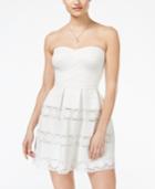 B Darlin Juniors' Lace-trim Fit & Flare Dress