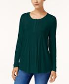Style & Co Pintuck-pleated Henley Tunic, Created For Macy's