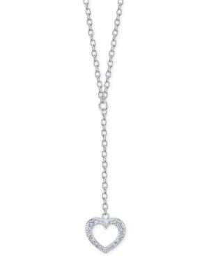 Unwritten Pave Heart Lariat Necklace In Sterling Silver