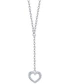 Unwritten Pave Heart Lariat Necklace In Sterling Silver