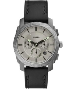 Fossil Men's Chronograph Machine Black Leather Strap Watch 42mm