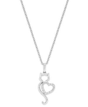 Aspca Tender Voices 10k White Gold Necklace, Diamond Accent Cat Pendant
