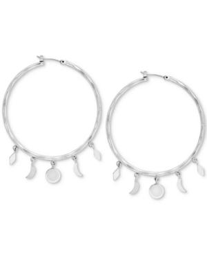 Lucky Brand Silver-tone Dangles Hoop Earrings