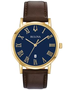 Bulova Men's American Clipper Brown Leather Strap Watch 40mm