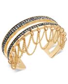 Thalia Sodi Gold-tone Hematite Pave & Chain Cuff Bracelet, Created For Macy's