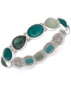 Nine West Silver-tone Green Stone Stretch Bracelet