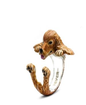 Cocker Spaniel Hug Ring In Sterling Silver And Enamel