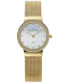 Skagen Watch, Women's Gold Ion-plated Stainless Steel Mesh Bracelet 26mm 358sggd