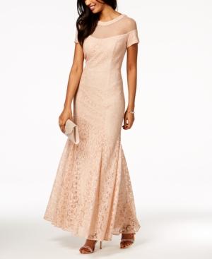 R & M Richards Lace Illusion Gown