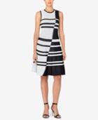 Catherine Catherine Malandrino Striped Jacquard Fit & Flare Dress