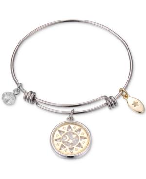 Unwritten Two-tone Sun, Moon & Stars Shaker Charm Bangle Bracelet In Stainless Steel & Gold-tone