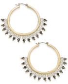 I.n.c. Gold-tone Bead & Imitation Pearl Hoop Earrings, Created For Macy's