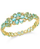 Kate Spade New York Gold-tone Blue Crystal Flower Bangle Bracelet