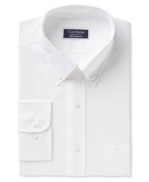 Club Room Men's Classic/regular Fit Performance Easy-care White Oxford Solid Dress Shirt, Created For Macy's