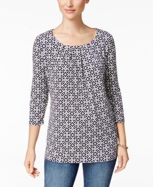 Charter Club Iconic-print Crew-neck Top, Only At Macy's