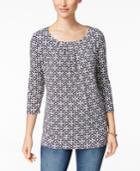 Charter Club Iconic-print Crew-neck Top, Only At Macy's