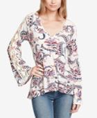 Jessica Simpson Juniors' Tameka Printed Bell-sleeve Top